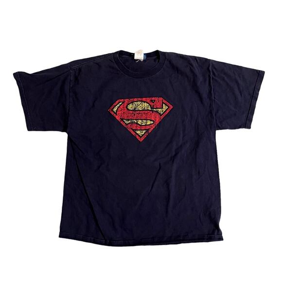 black vintage Superman DC Comics Tee Shirt Large
